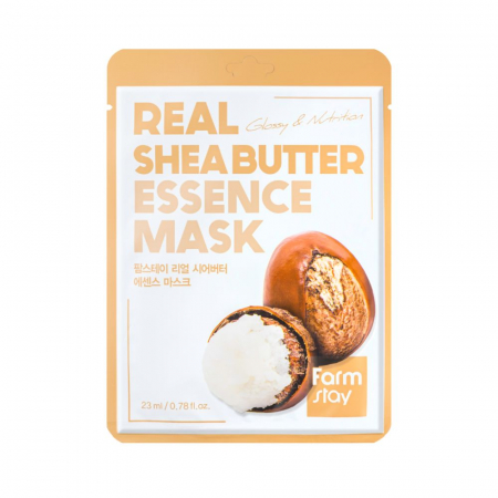 MASTI FATA SI PLASTURI OCHI - Masca textila de fata cu ser hidratant nutritiv Farmstay Real Shea Butter 23ml
